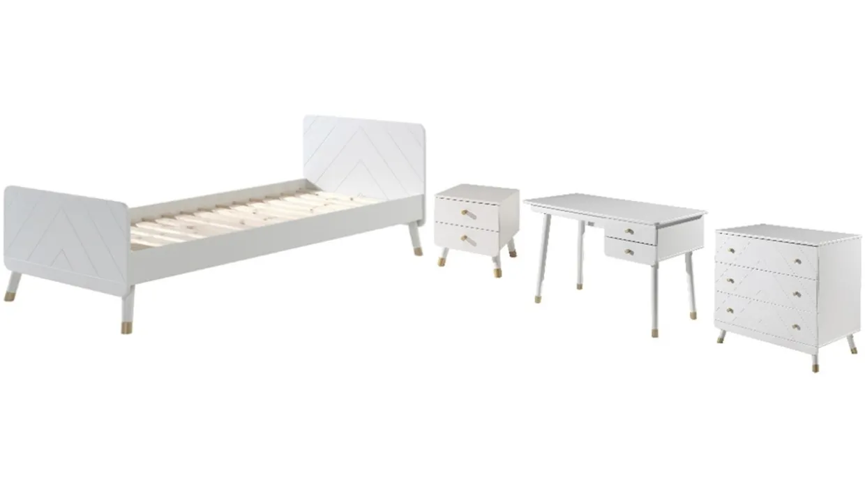 Bed Billy met nachtkast, bureau en commode 3 laden