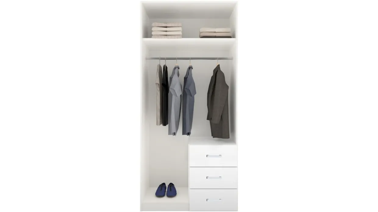 Draaideurkast Compact met laden en houten deuren