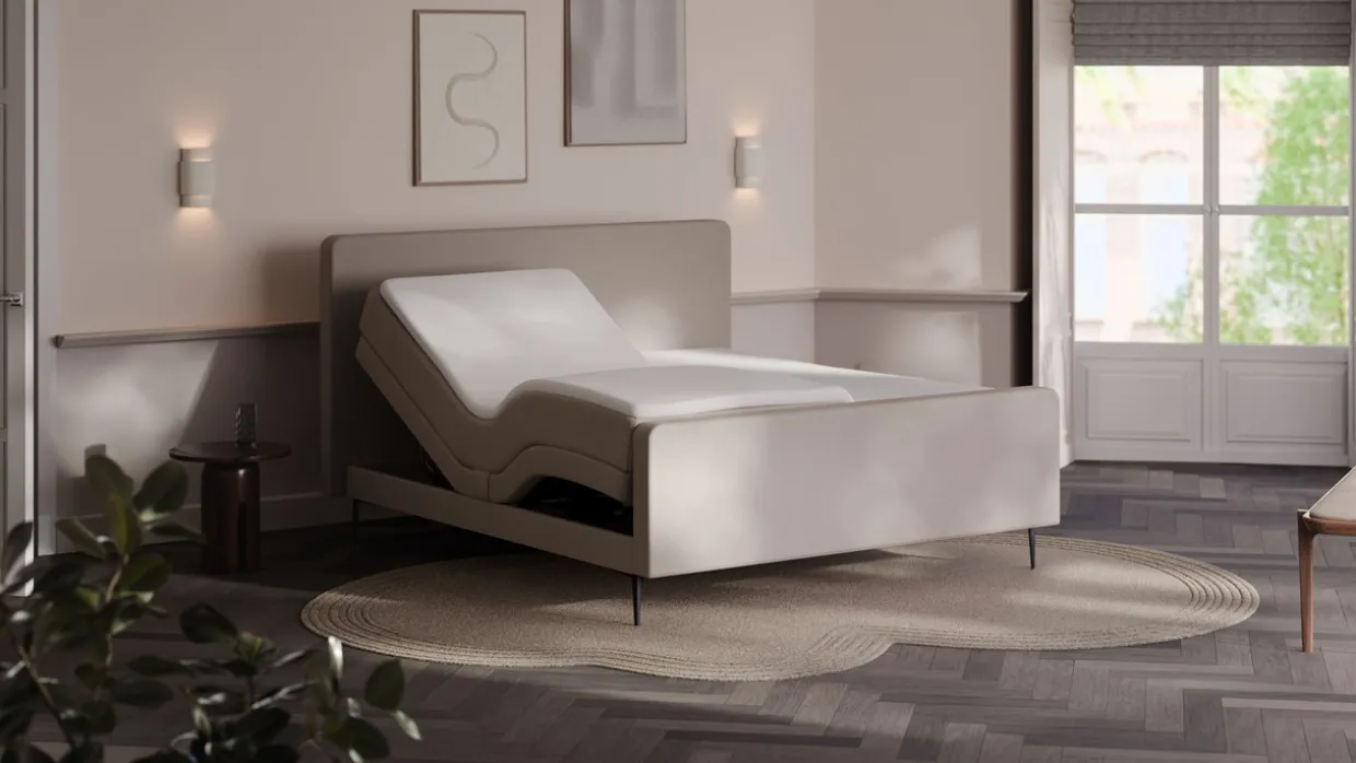 Elektrische boxspring Glade - Natural linen