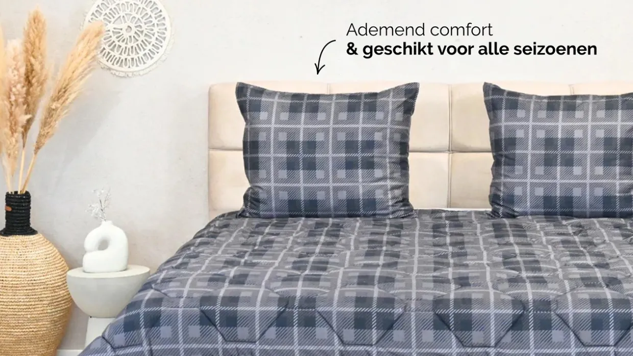 HappyBed Grey Tartan - dekbed zonder overtrek