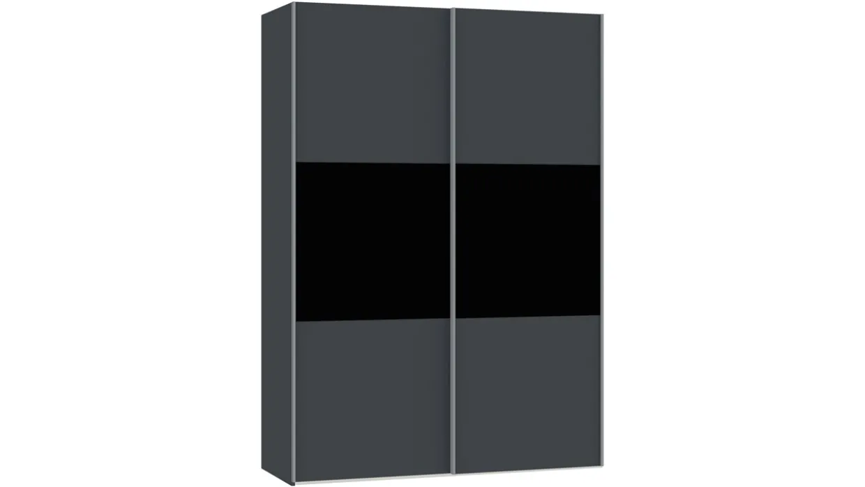 Schuifdeurkast Kixx met hout- en glaspanelen