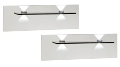 Set nachtkast panelen met glas en verlichting Bienne