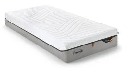 TEMPUR® Bed Design met hoofdbord Lines, Ergo smart base, Pro Luxe matrassen, 2 nachttafels en voetenbank